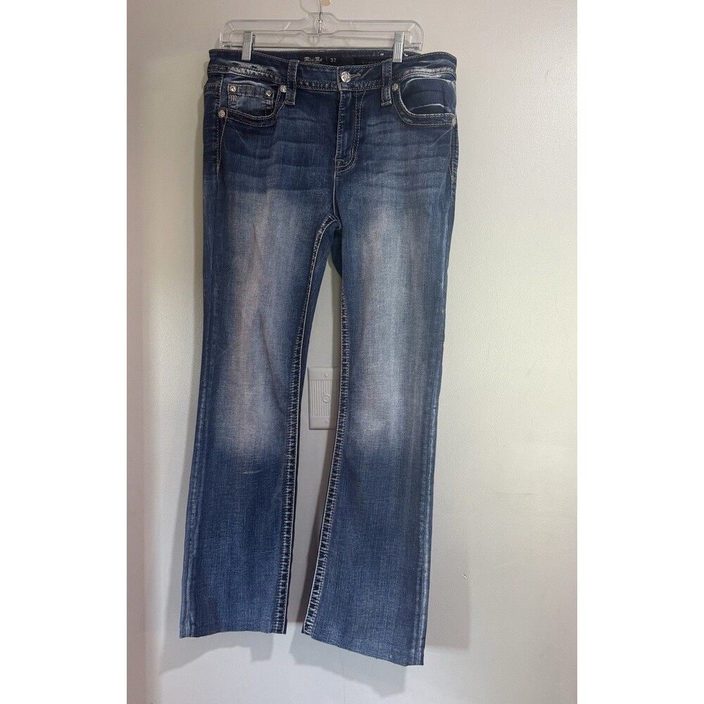 Miss Me Jeans Bootcut Mid-Rise Rhinestone Pockets Heaven Western 32x29